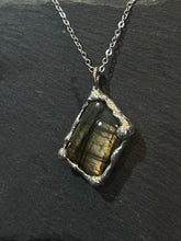 Load image into Gallery viewer, Large Flashy labradorite necklace Tiffany technique
