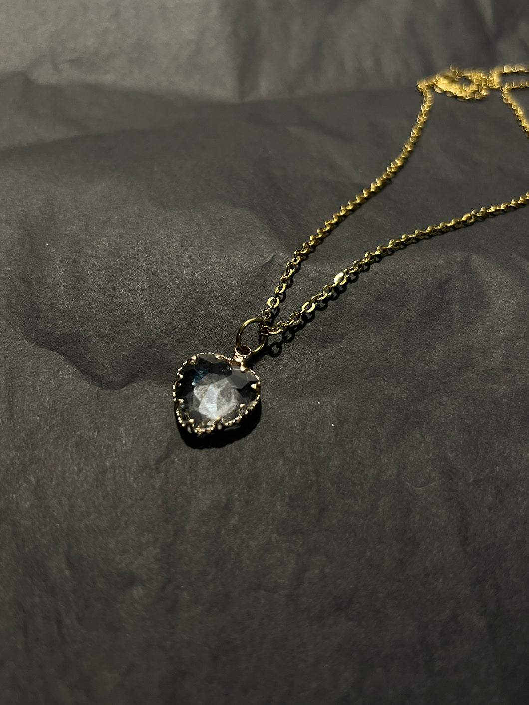 Clear puffy heart necklace