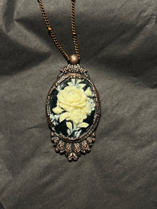 Copper electroformed rose necklace