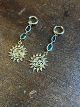 Load image into Gallery viewer, Dangle stone and sun moon earrings
