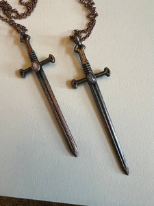 Flashy opal sword necklace