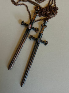 Flashy opal sword necklace