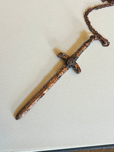 Rustic copper labradorite sword necklace