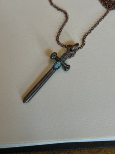 Opal sword necklace