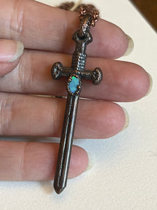 Opal sword necklace