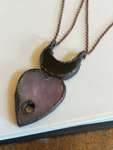 Load image into Gallery viewer, Amethyst planchette and Onyx moon necklace
