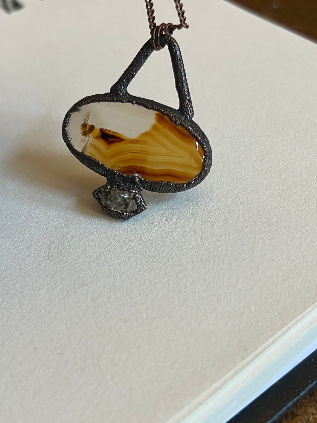 Jasper and Herkimer diamond necklace