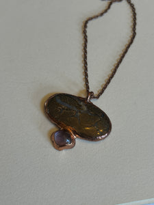 Boulder opal and amethyst necklace ￼