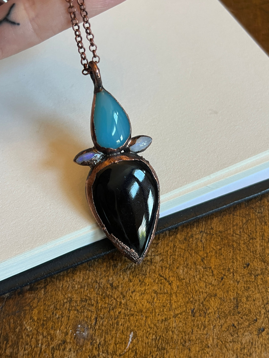 Onyx and moonstone necklace