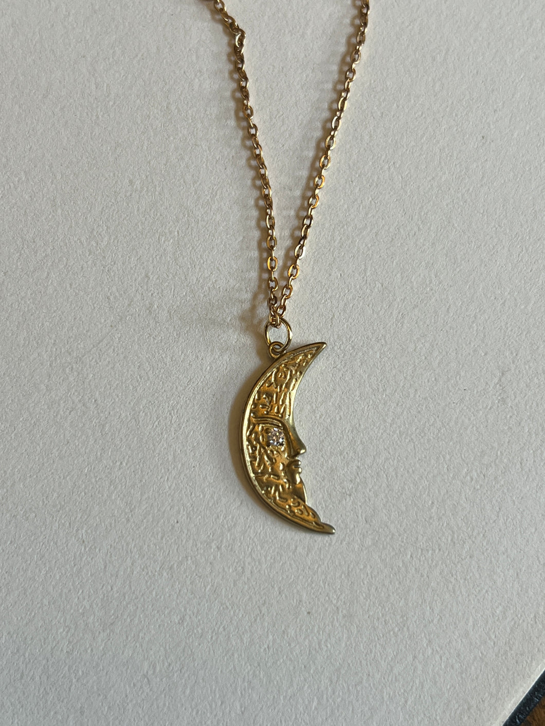 Brass moon necklace