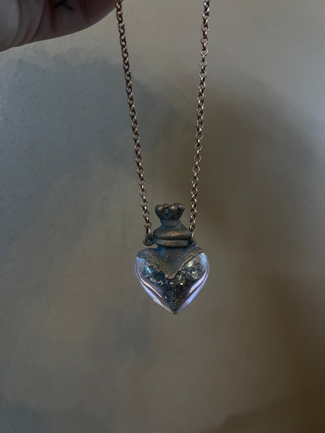 Heart Crystal vile necklace