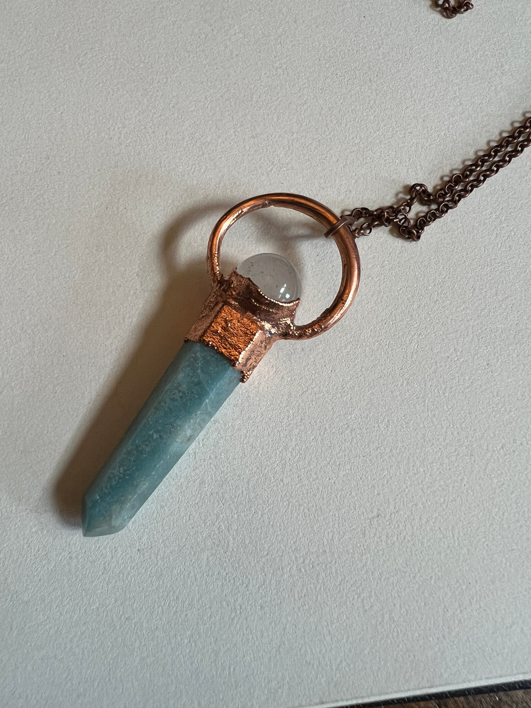 Amazonite and rose quartz necklace