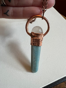 Amazonite and rose quartz necklace