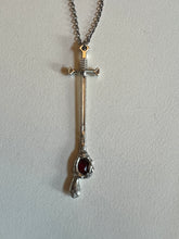 Load image into Gallery viewer, Garnet drip sword necklace
