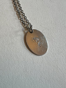 Stamped floral necklace