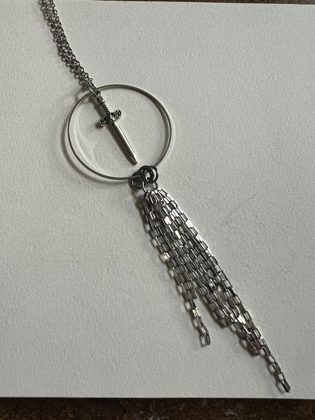 Sword and fringe necklace