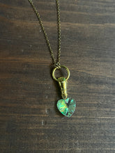 Load image into Gallery viewer, Iridescent heart and hand necklace ￼
