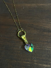 Load image into Gallery viewer, Iridescent heart and hand necklace ￼
