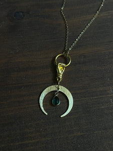 Crescent Moon And stone necklace