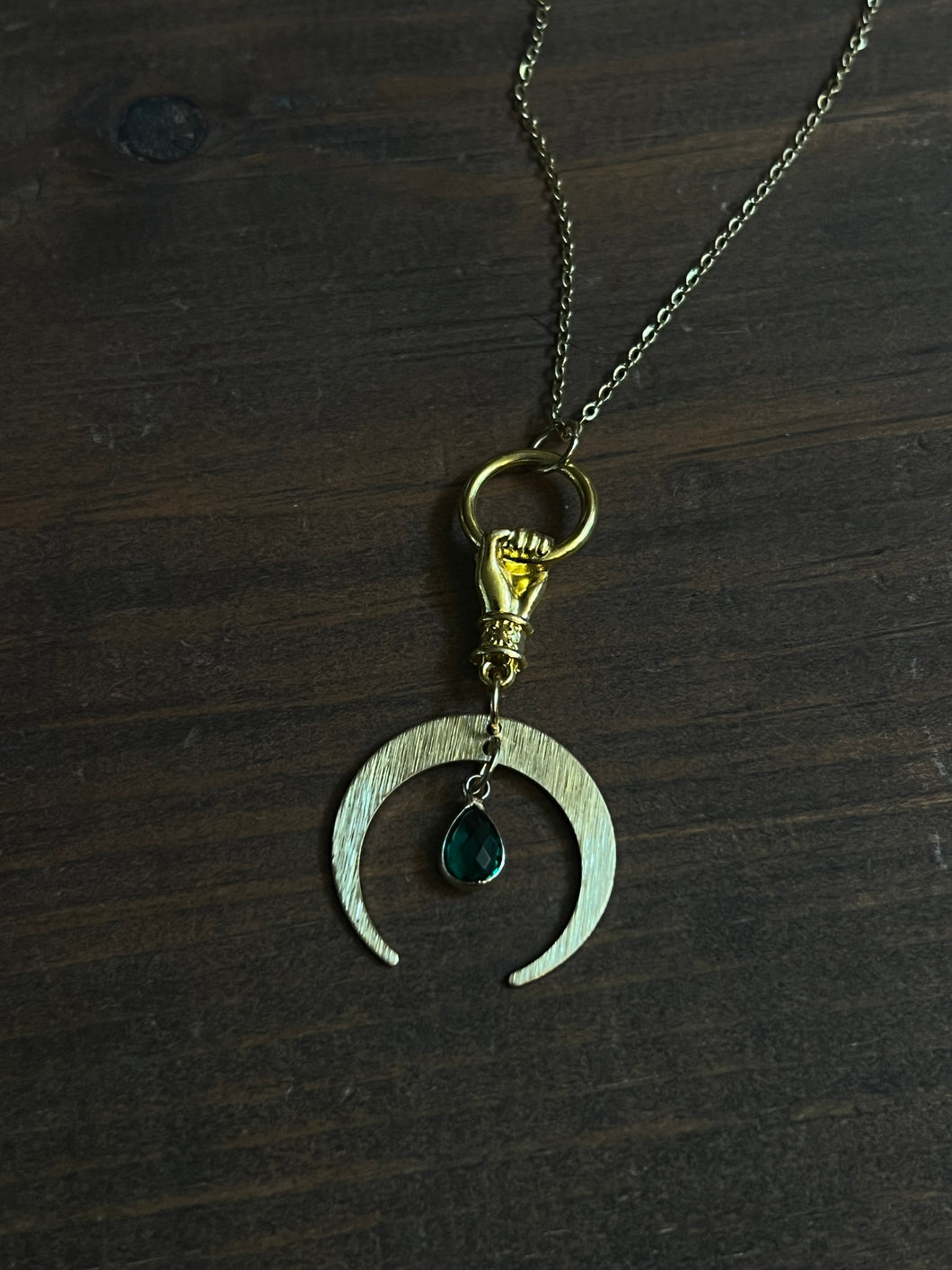 Crescent Moon And stone necklace