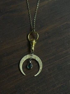 Crescent Moon And stone necklace
