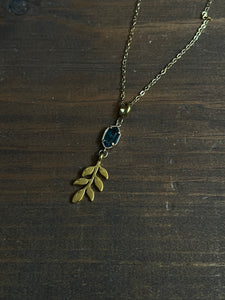 Leaf and stone necklace