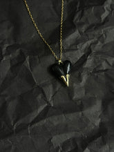 Load image into Gallery viewer, Black gold dipped heart necklace
