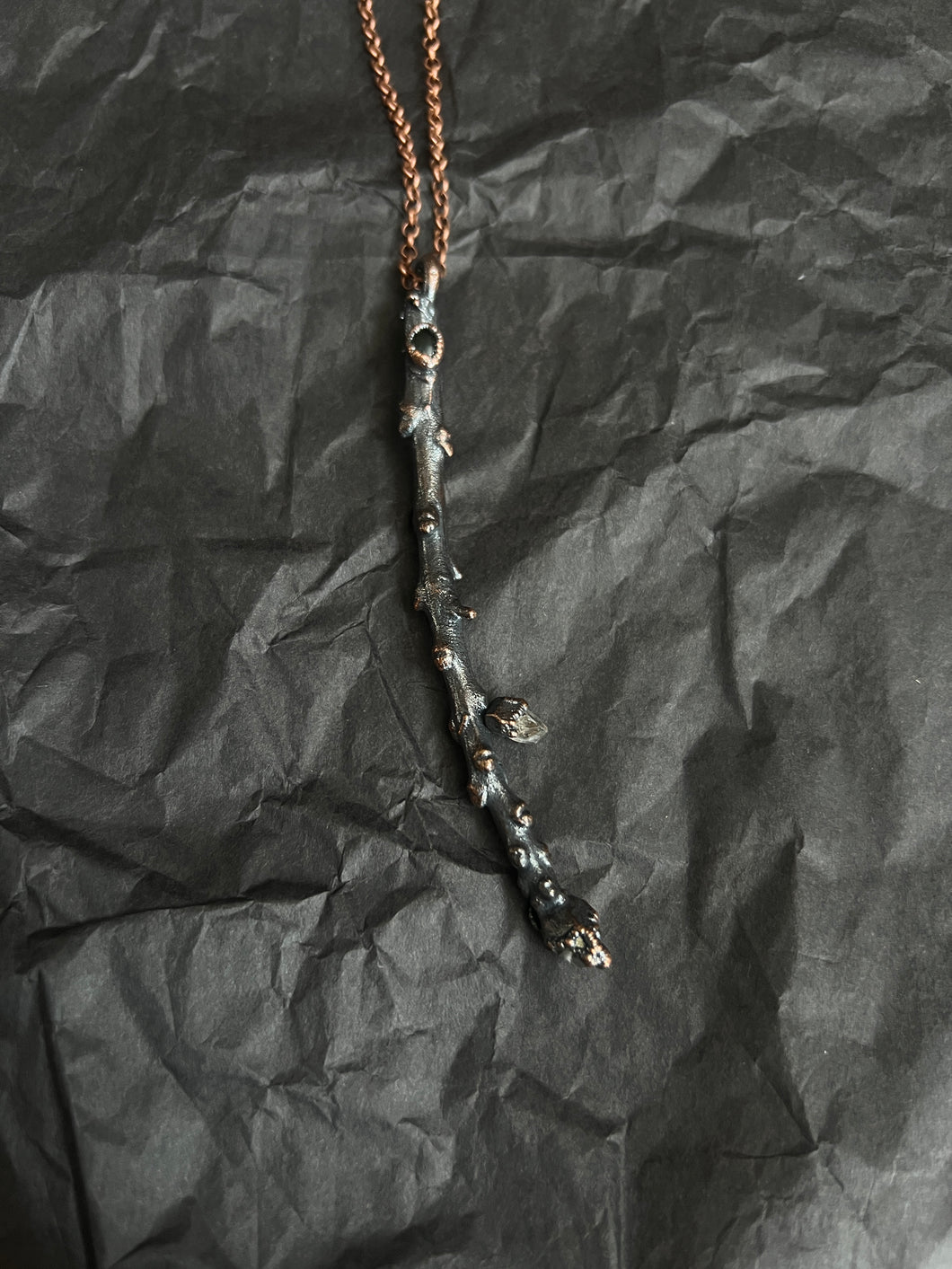 Herkimer diamond wand necklace