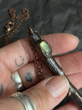 Load image into Gallery viewer, Onyx and labradorite Wand crystal necklace
