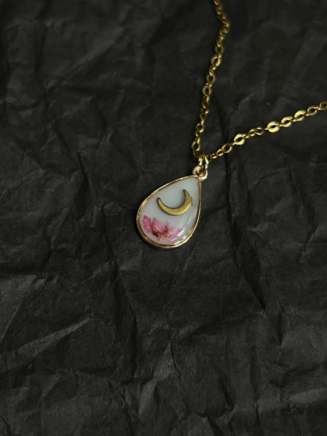 Moon and flower necklace