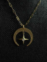 Load image into Gallery viewer, Star and crescent moon stainless steel paper clip chain necklace

