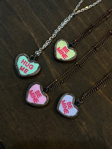 Electroformed copper heart candy necklace pendant