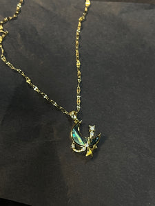 Abalone moon and star necklace