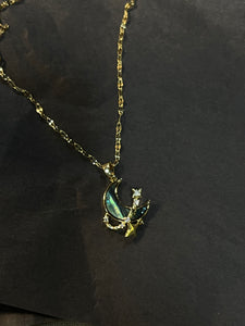Abalone moon and star necklace