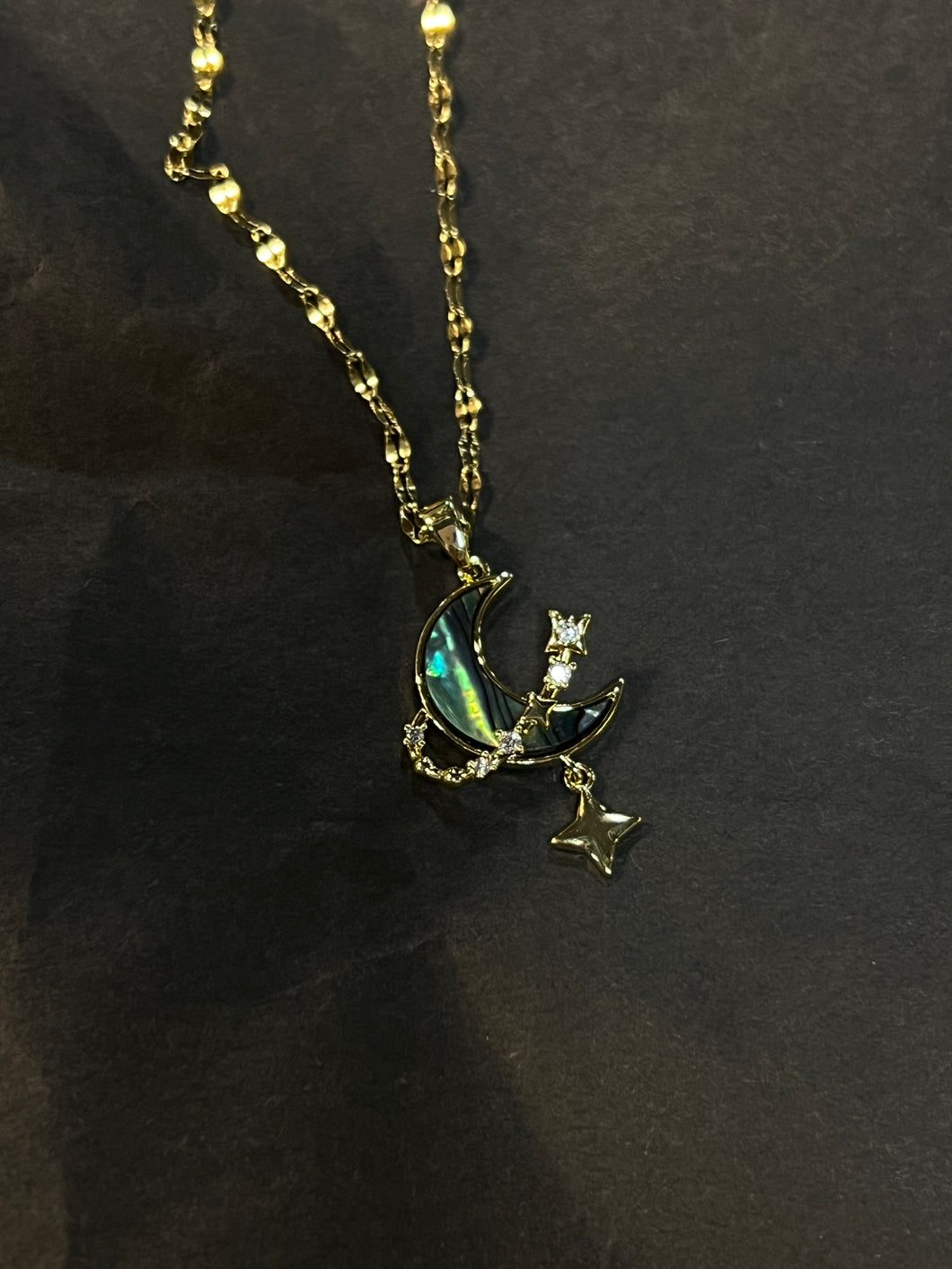 Abalone moon and star necklace