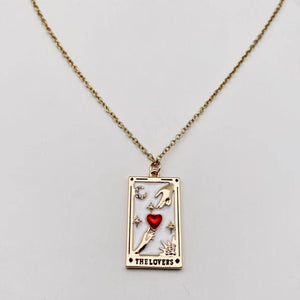 Enamel Tarot Inlay Cubic Zirconia Pendant Necklace