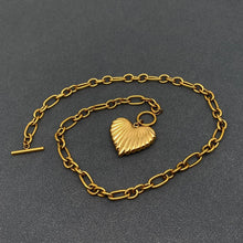 Load image into Gallery viewer, 18K Golden SS Heart Charm Buckle Chain Necklace
