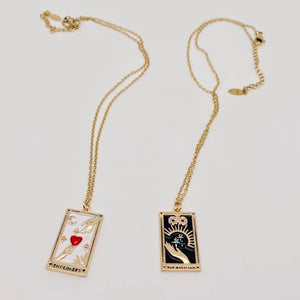 Enamel Tarot Inlay Cubic Zirconia Pendant Necklace