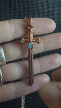 Load and play video in Gallery viewer, Copper electroformed sword  flashy opal necklace
