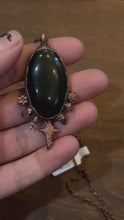Load and play video in Gallery viewer, Electroformed copper rainbow obsidian necklace

