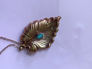 Brass and lab leaf necklace