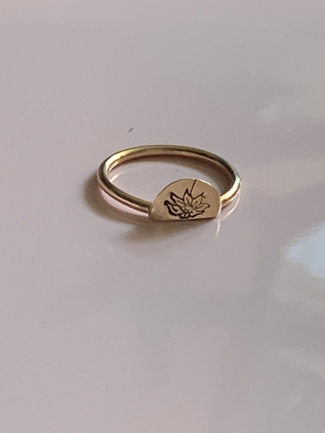 December/poinsettia Gold filled birth flower ring