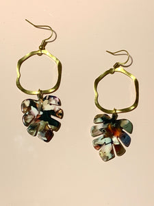 Acetate colour leaf earrings
